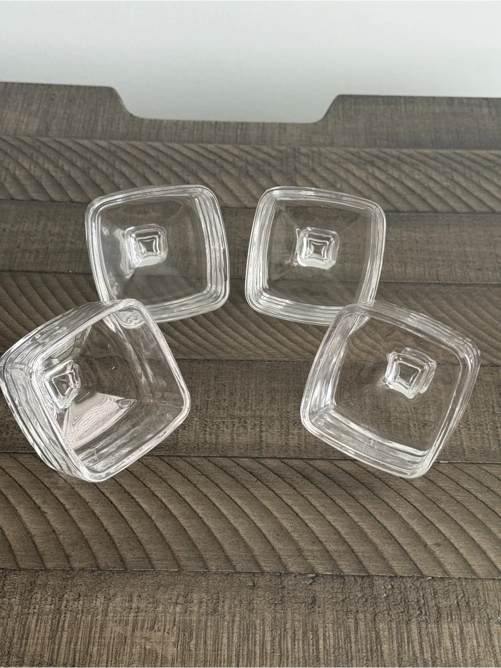 Vintage Square Glass Covered Butter Dish Or Spice Saver - Set of 4